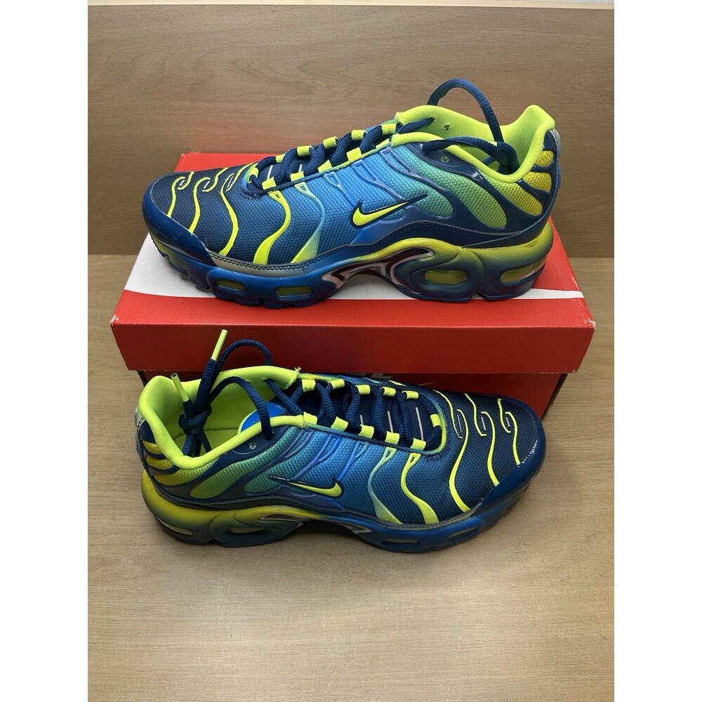 Nike Air Max Plus TN CT0962-401 Blue Yellow Unisex Kids 6Y Sneakers Mesh